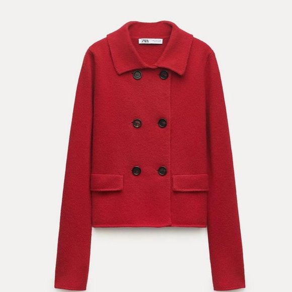 BLOGGER'S FAVE! Zara Red Wool Blazer Jacket NWT - Picture 9 of 15
